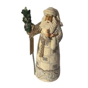 Jim Shore White Woodland Santa Gentle Giver Figurine Christmas Decor Cream